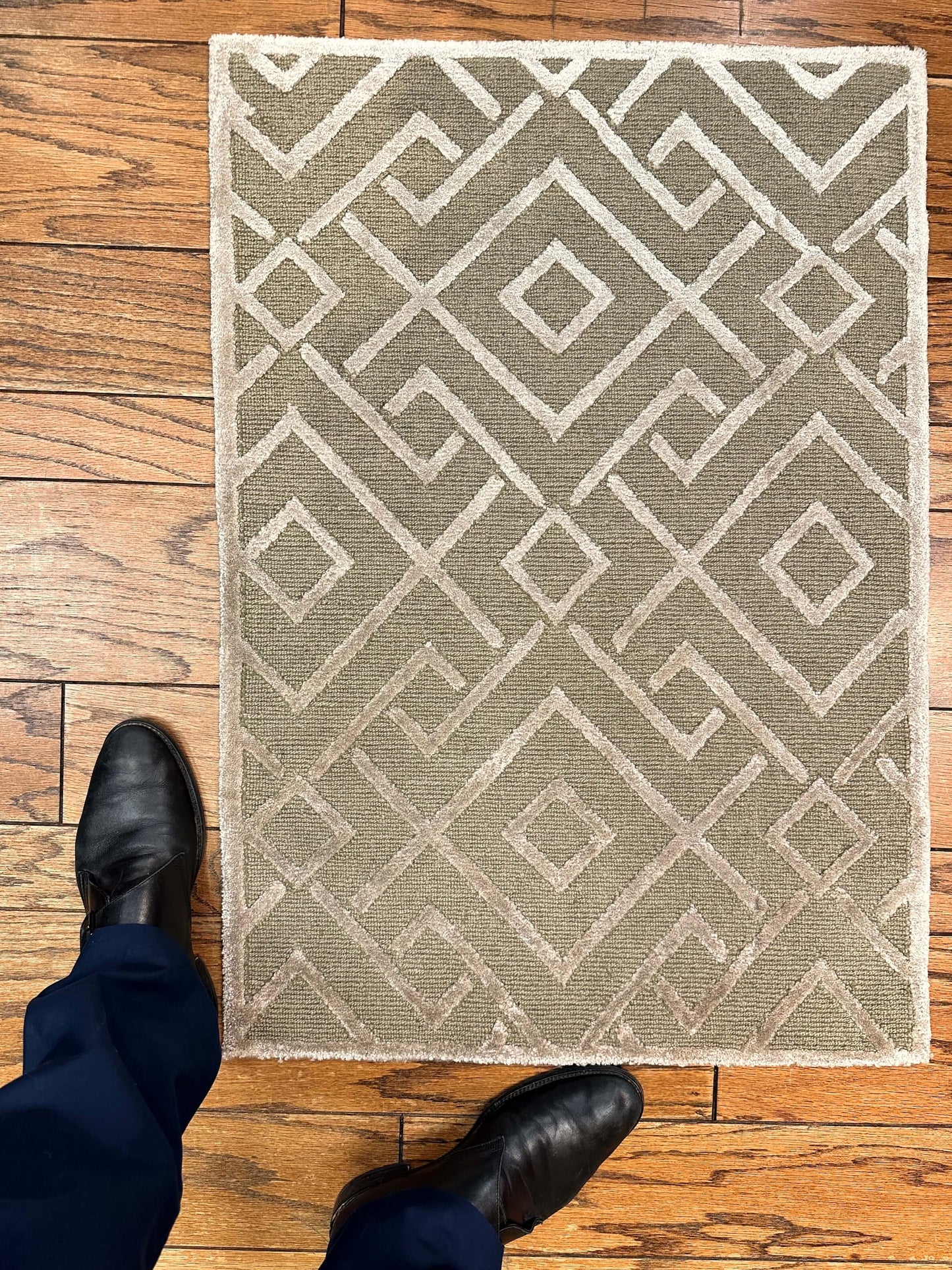 Wool & Bamboo Tibetan-Style (green/silver) 2x3