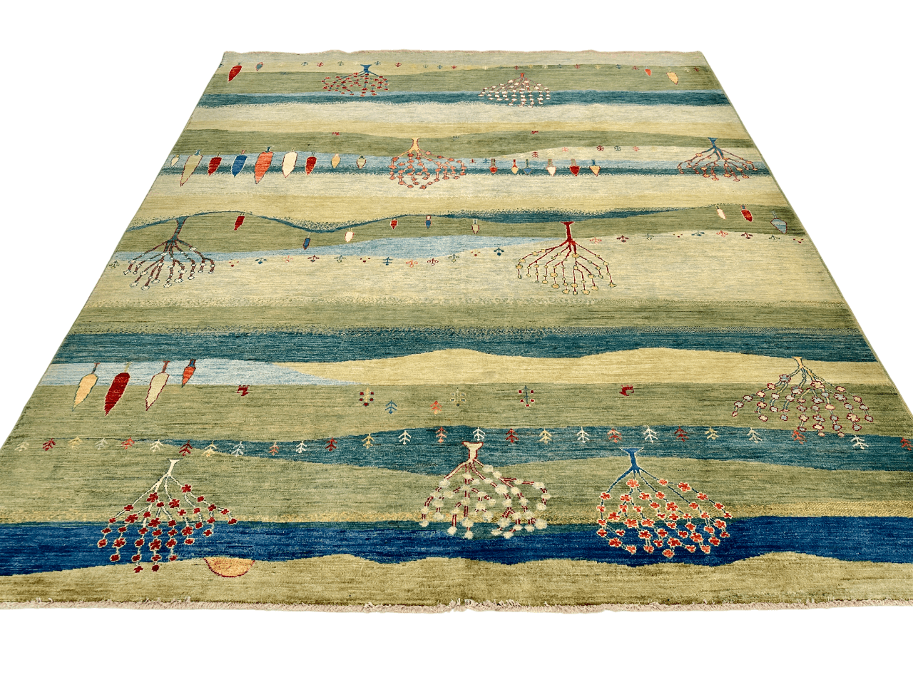 Scenic Gabbeh (8'02"x9'06") greens/blues