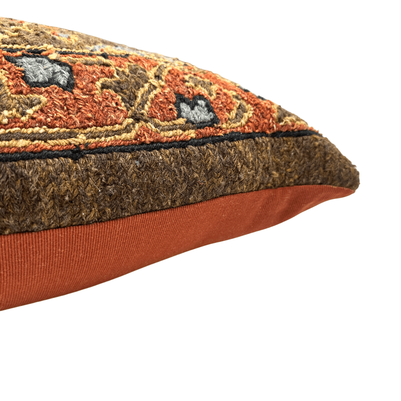 Soumak Flat Weave Pillow rust/brown 22"x22"