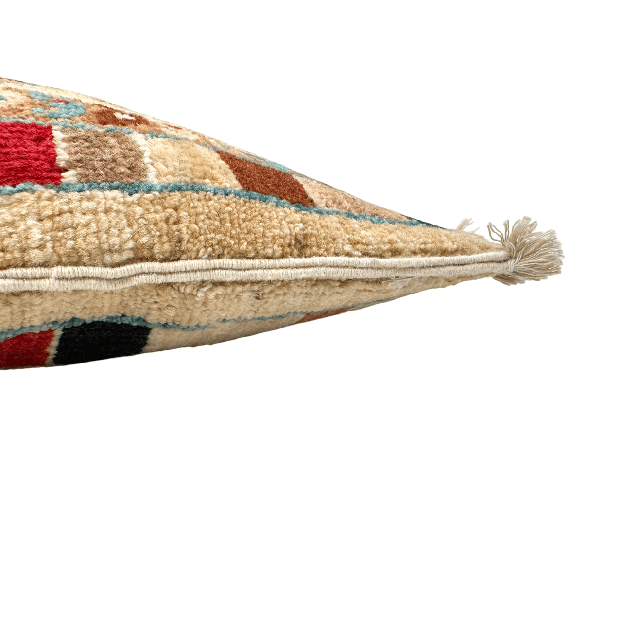 Afghan Made Veg.Dye Pillow ivory/multicolor 11"x17"