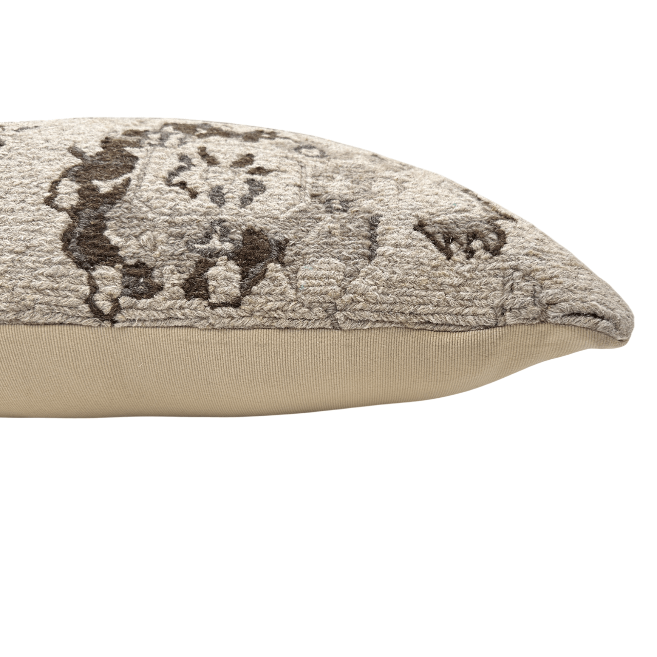 Undyed Wool Soumak Flat Weave Pillow 22"x22"