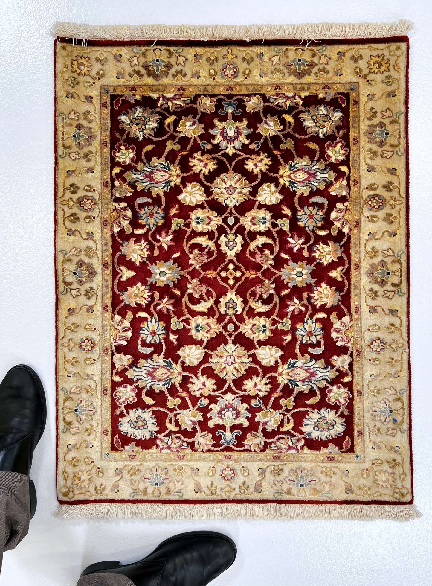 Wool w. silk Kumkapi red/ltgld 2x3