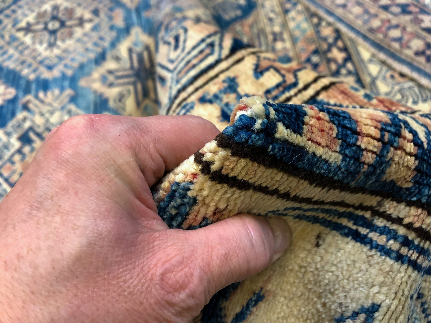 Antique Washed Super Kazak (10x14) blue/ivory