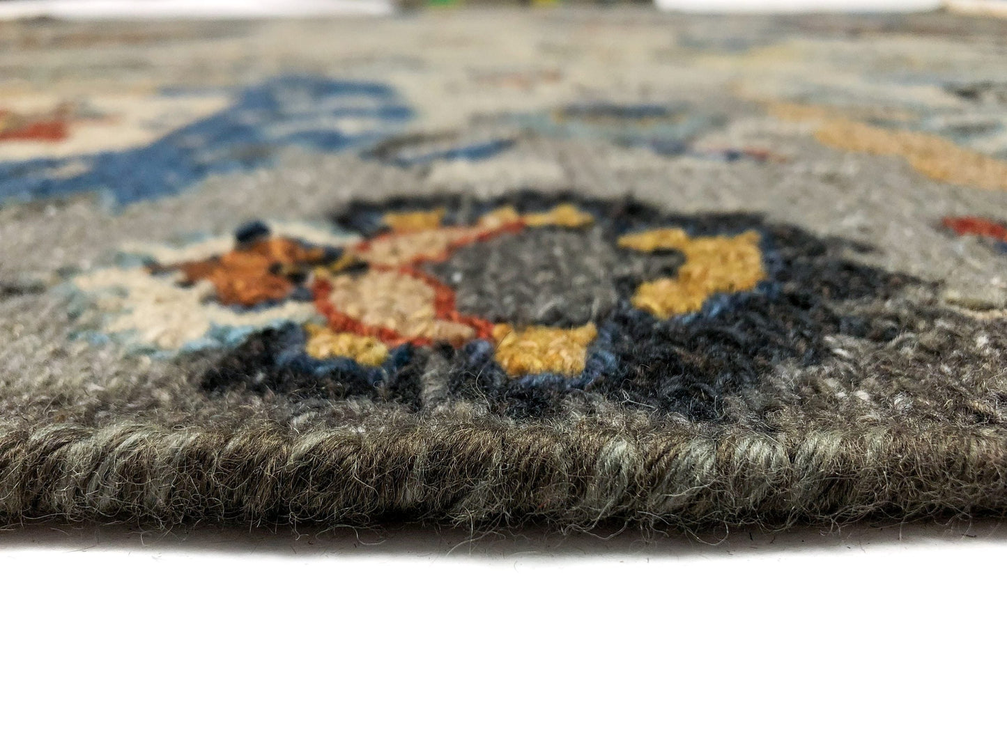 Reversible/2-Sided Erased Oushak Design (6' Square) gray