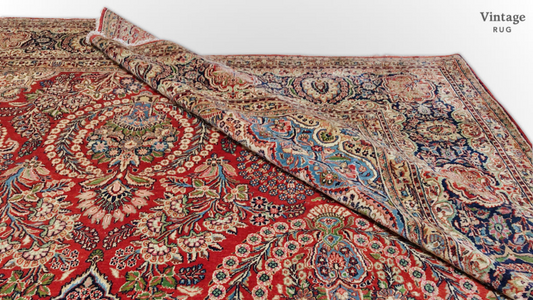 Vintage Area Rug with corner bunched up