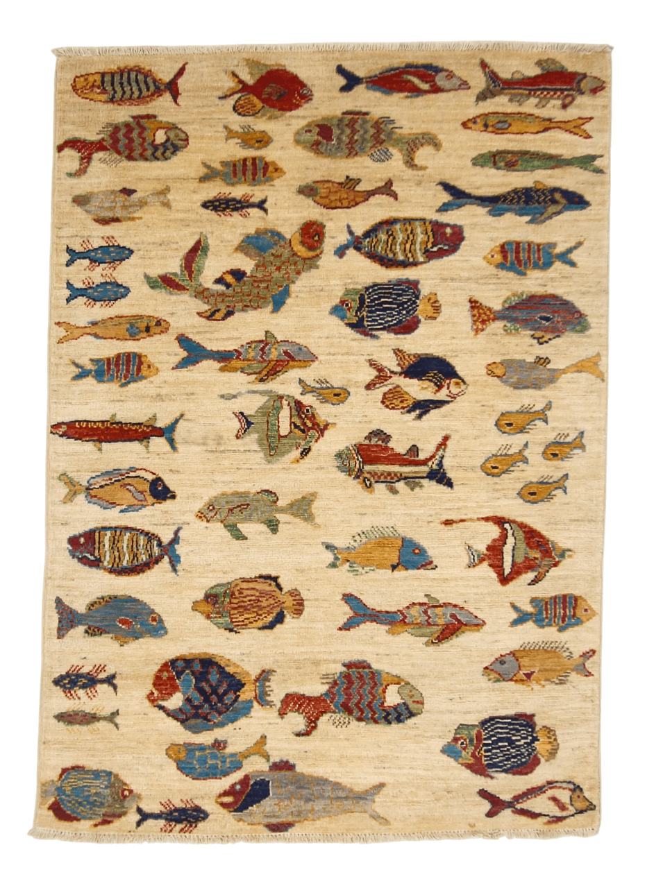 Ariyana-Oceanic Fish (3'04"x4'05") ivory/multicolor