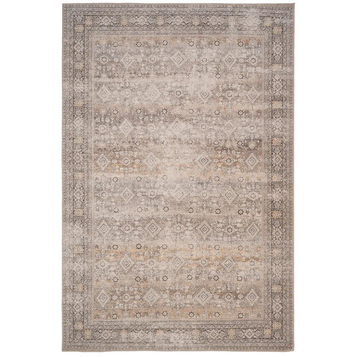 7'11"x11' Acadia Collection area rug, wool with vintage details, in Storm Gray tones