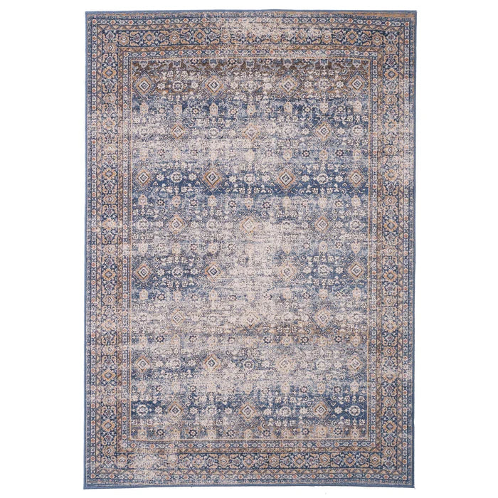 Blue tones, vintage designs and New Zealand wool imported area rug at Kirishian Rugs