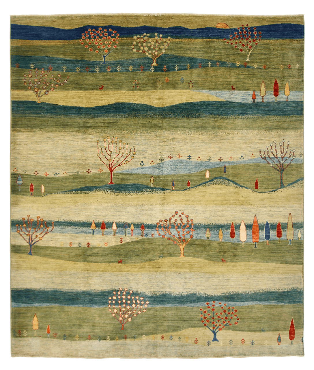 Scenic Gabbeh (8'02"x9'06") greens/blues