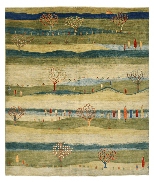 Scenic Gabbeh (8'02"x9'06") greens/blues