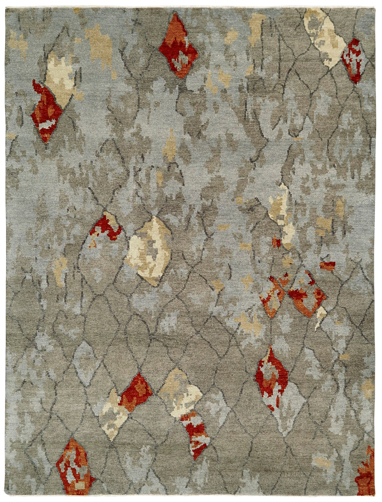 Greige Abstract Rug Bridgeport Collection - Greige/Slate Abstract – Kirishian Rugs