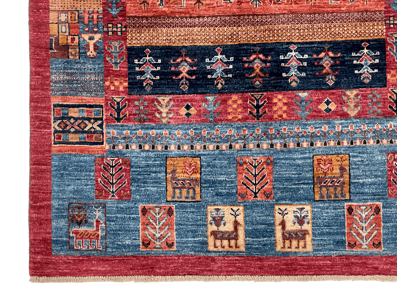 Afghan Gabbeh (4'02"x6'03") navy/blue/red