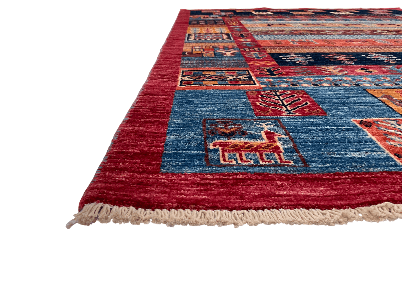 Afghan Gabbeh (4'02"x6'03") navy/blue/red