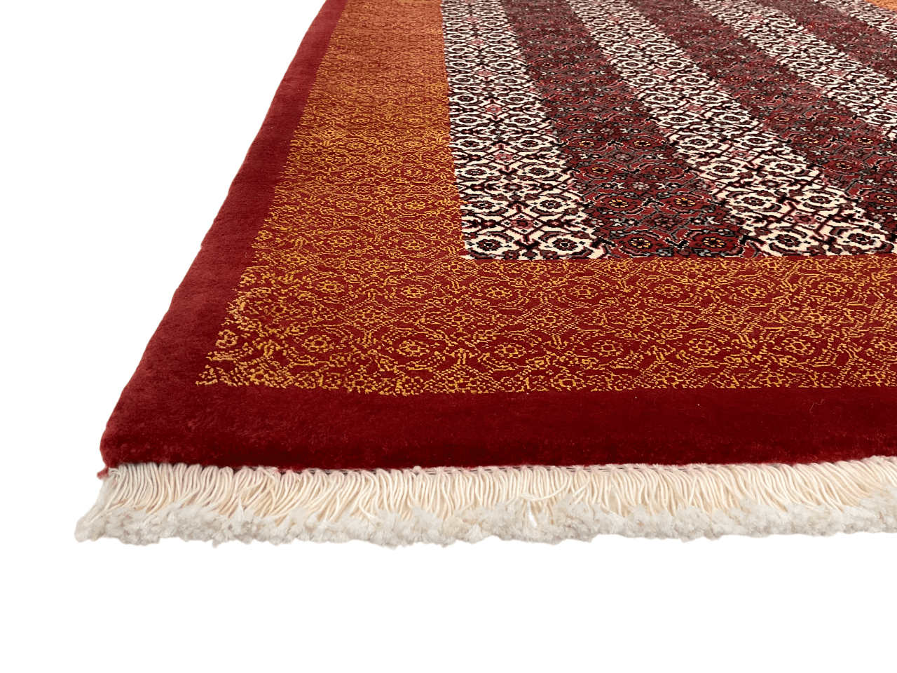 Bijar Herati w. silk 3'05" x 5'01 red/ivo/ora