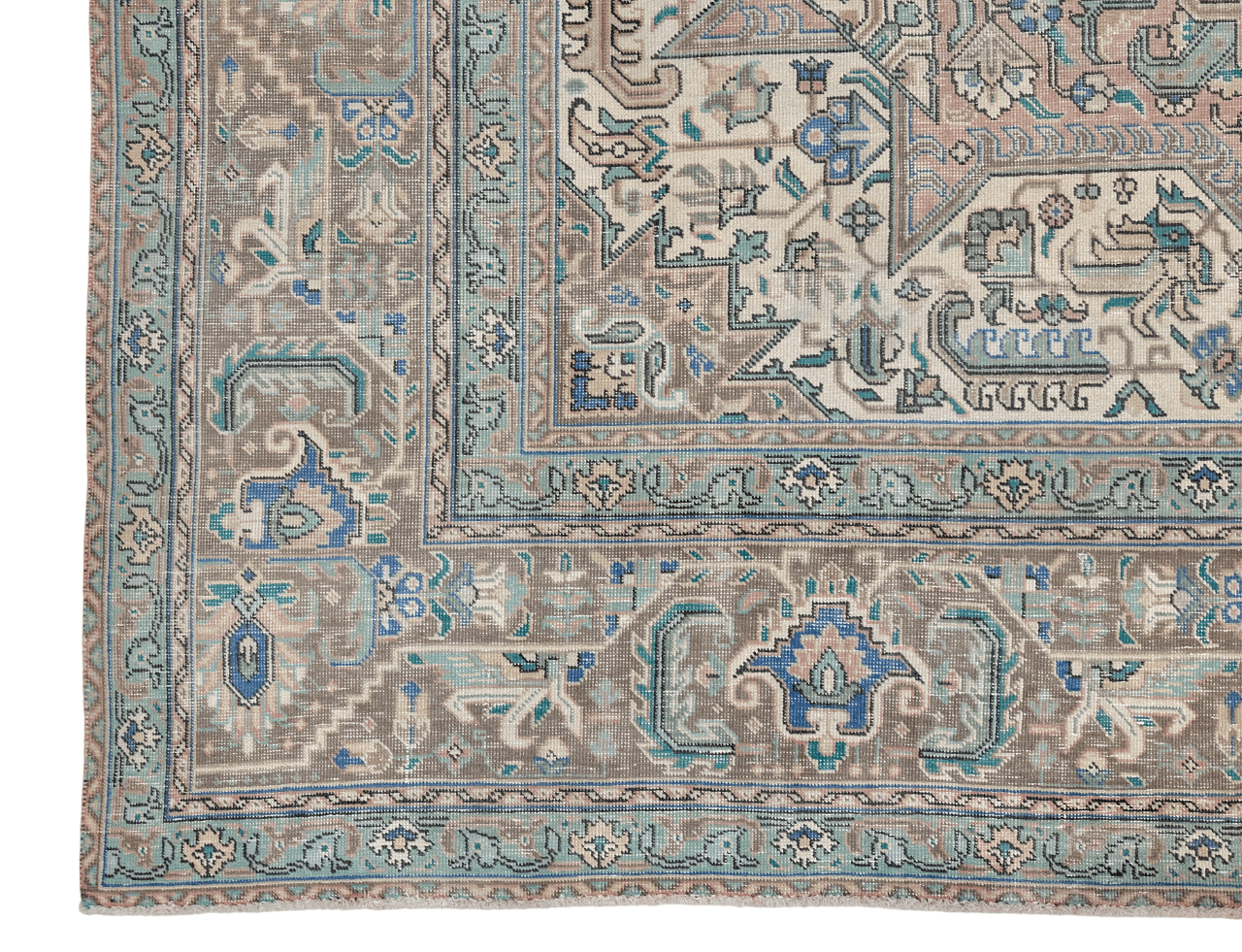 Antique-washed Persian 9'03" x 12'04" pink/aqua