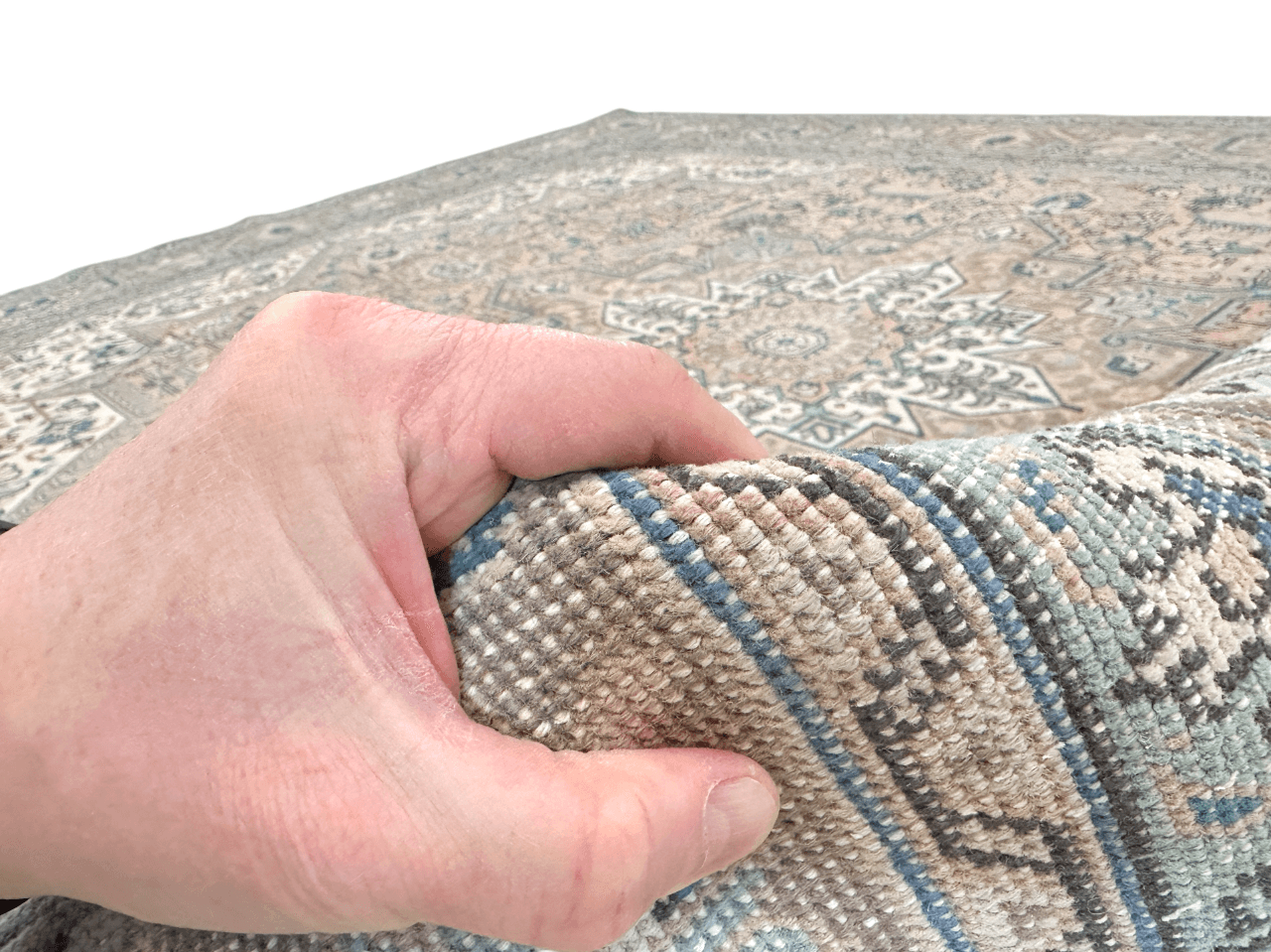 Antique-washed Persian 9'03" x 12'04" pink/aqua