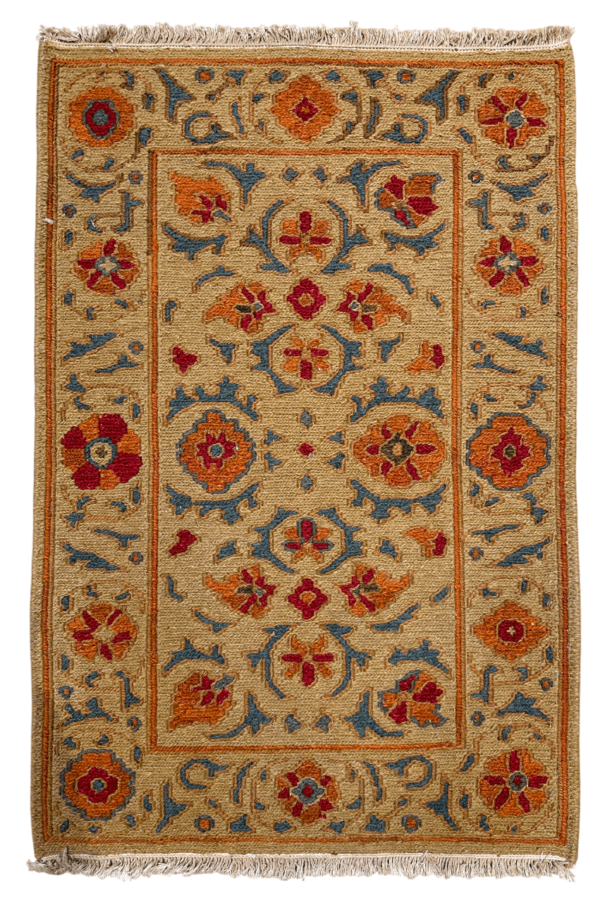 Suzani 2-Sided Soumak Flat Weave (gold/orange) 2x3