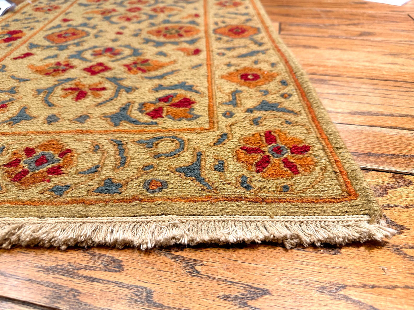 Suzani 2-Sided Soumak Flat Weave (gold/orange) 2x3