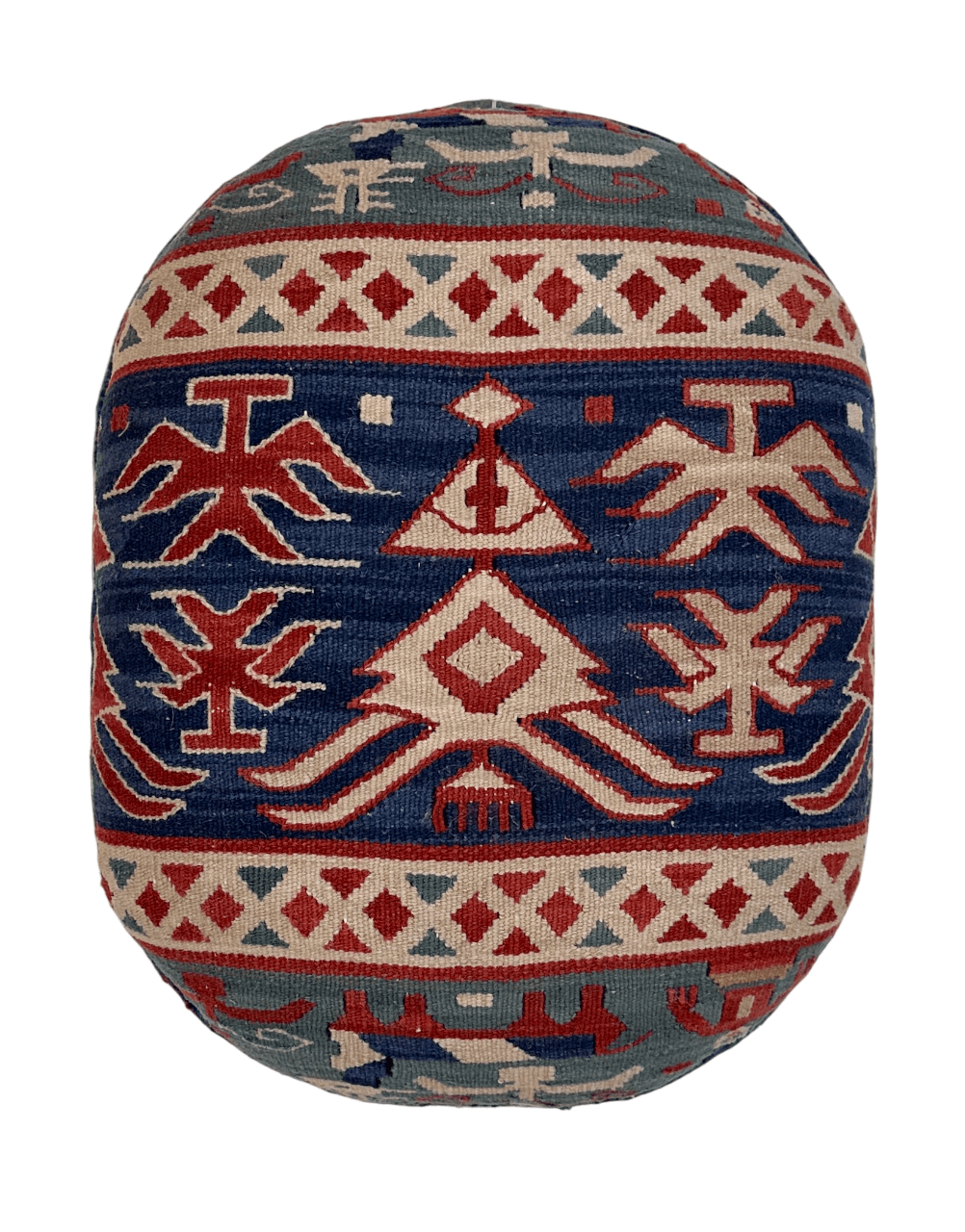 Kilim Footstool (blue) 12"x18"x14"