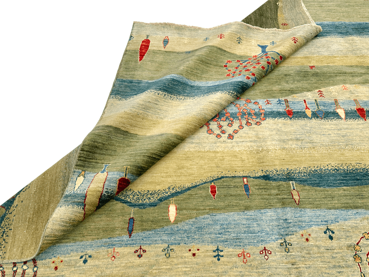 Scenic Gabbeh (8'02"x9'06") greens/blues