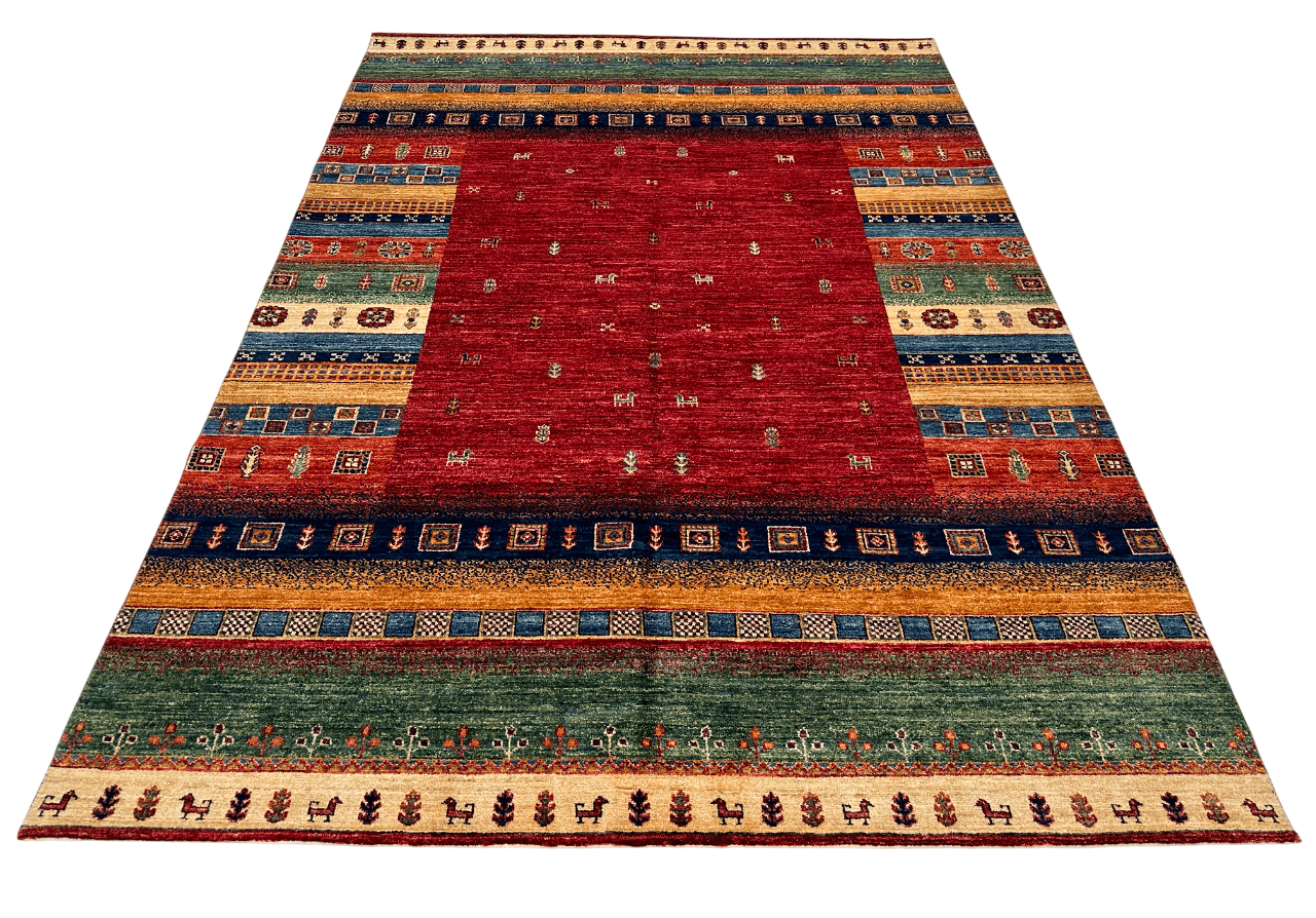Afghan Gabbeh (5'08"x7'10") red/multicolor