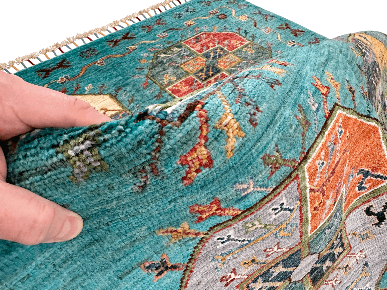 Afghan Ersari (4'01"x6'02") turquoise/multicolor