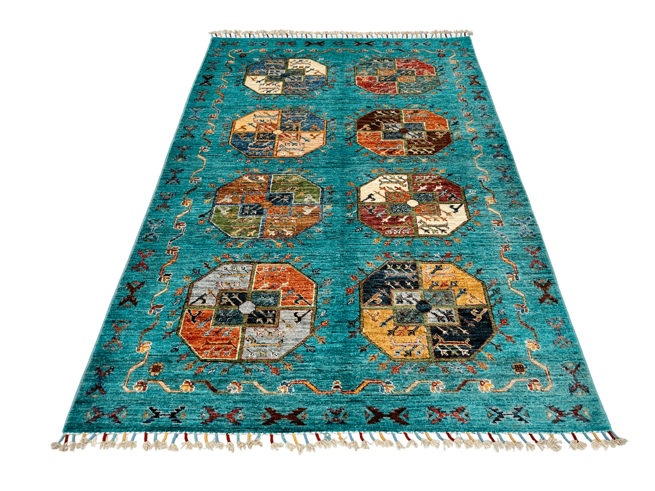 Afghan Ersari (4'01"x6'02") turquoise/multicolor