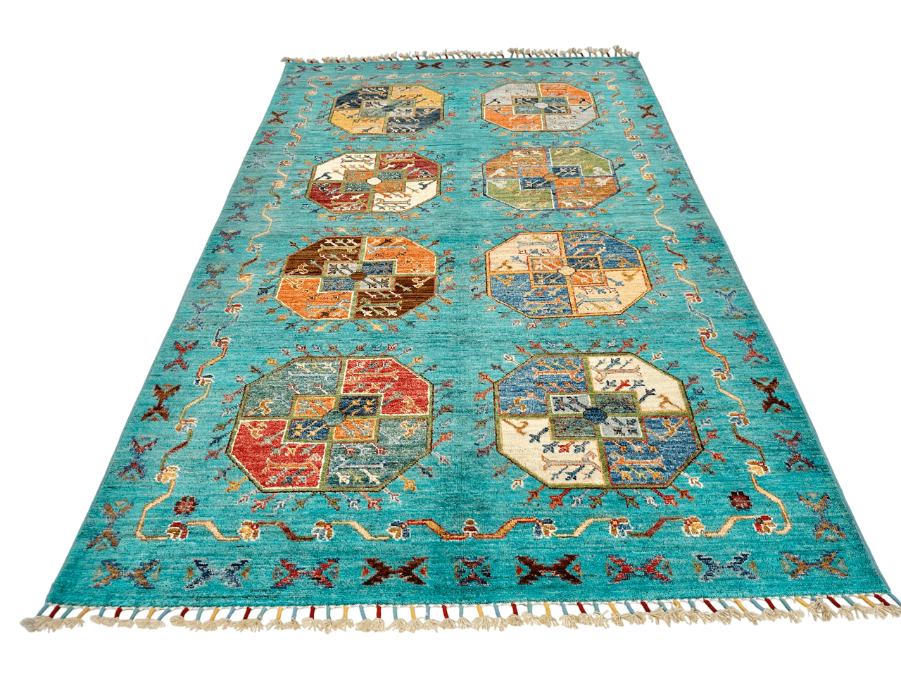 Afghan Ersari (4'01"x6'02") turquoise/multicolor