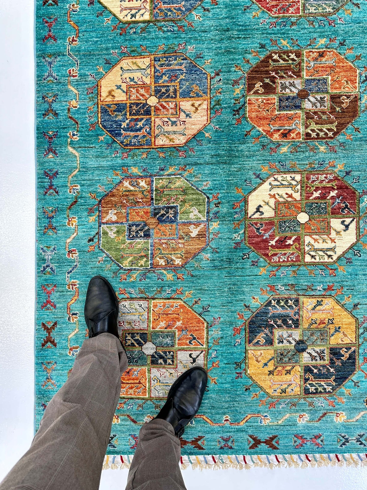 Afghan Ersari (4'01"x6'02") turquoise/multicolor