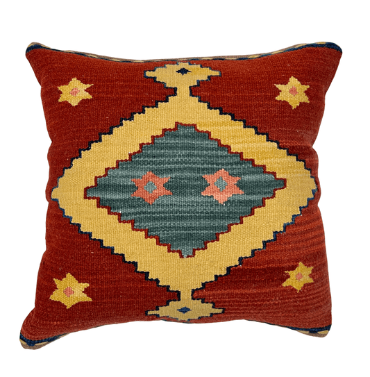 Kilim Pillow (20"x20") red/gold/green