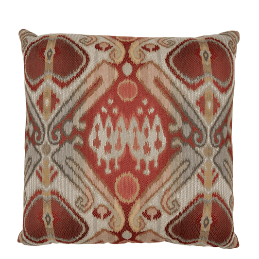 Down-Filled Ikat Pillow 24"x24" red/gray