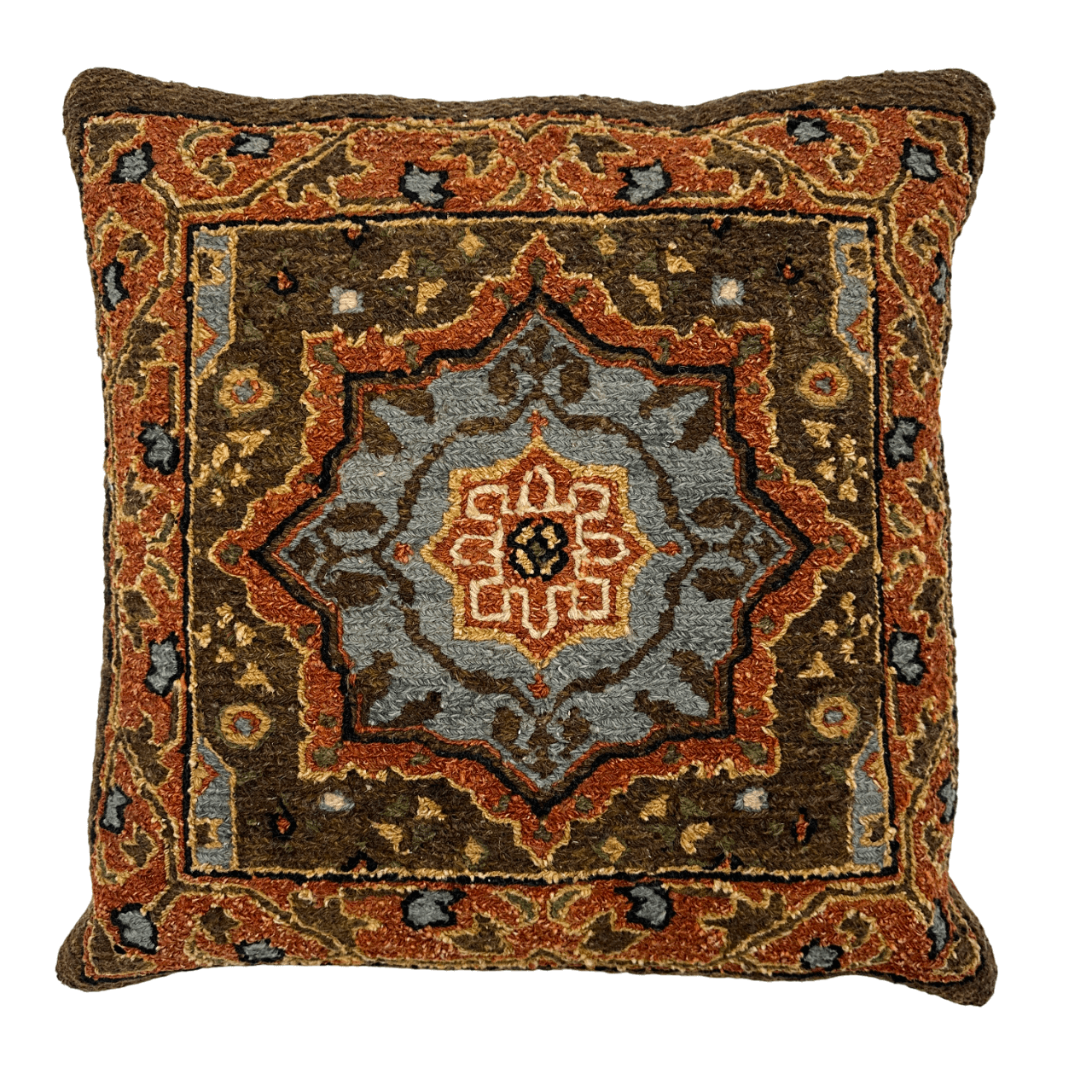 Soumak Flat Weave Pillow rust/brown 22"x22"