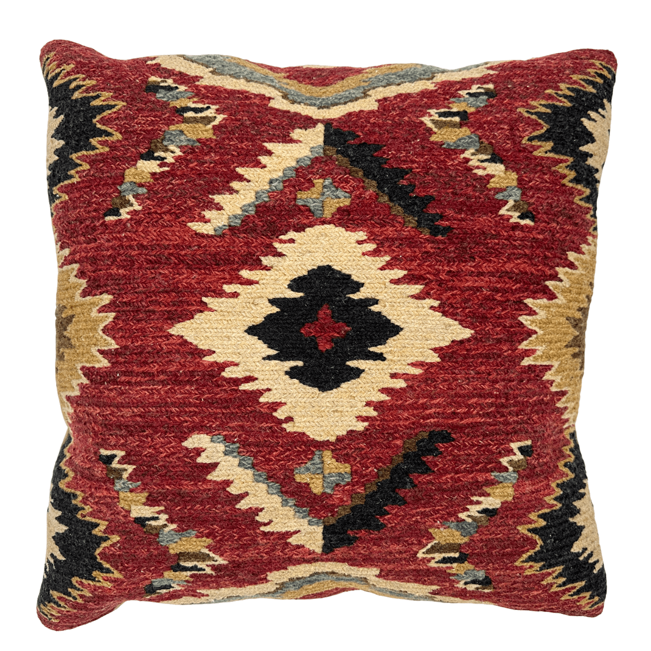 Ikat Soumak Flat Weave Pillow red 22"x22"