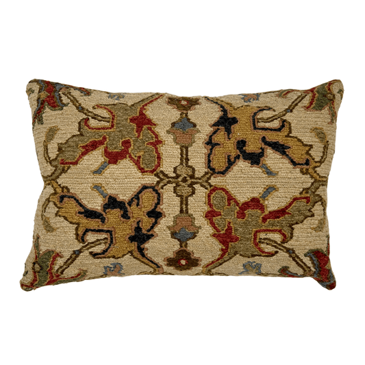 Soumak Flat Weave Bolster Pillow ivory Pillow 14"x22"