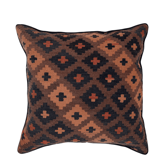 Afghan Down-Filled Wool Kilim Pillow 19"x19"