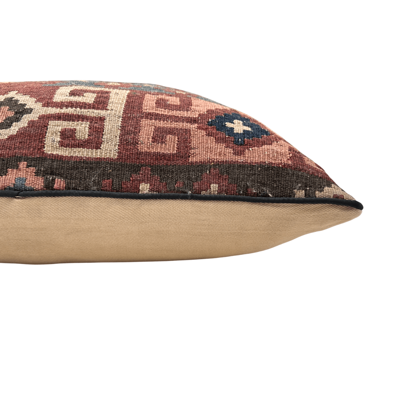 Afghan Down-Filled Wool Kilim Pillow 19"x19"