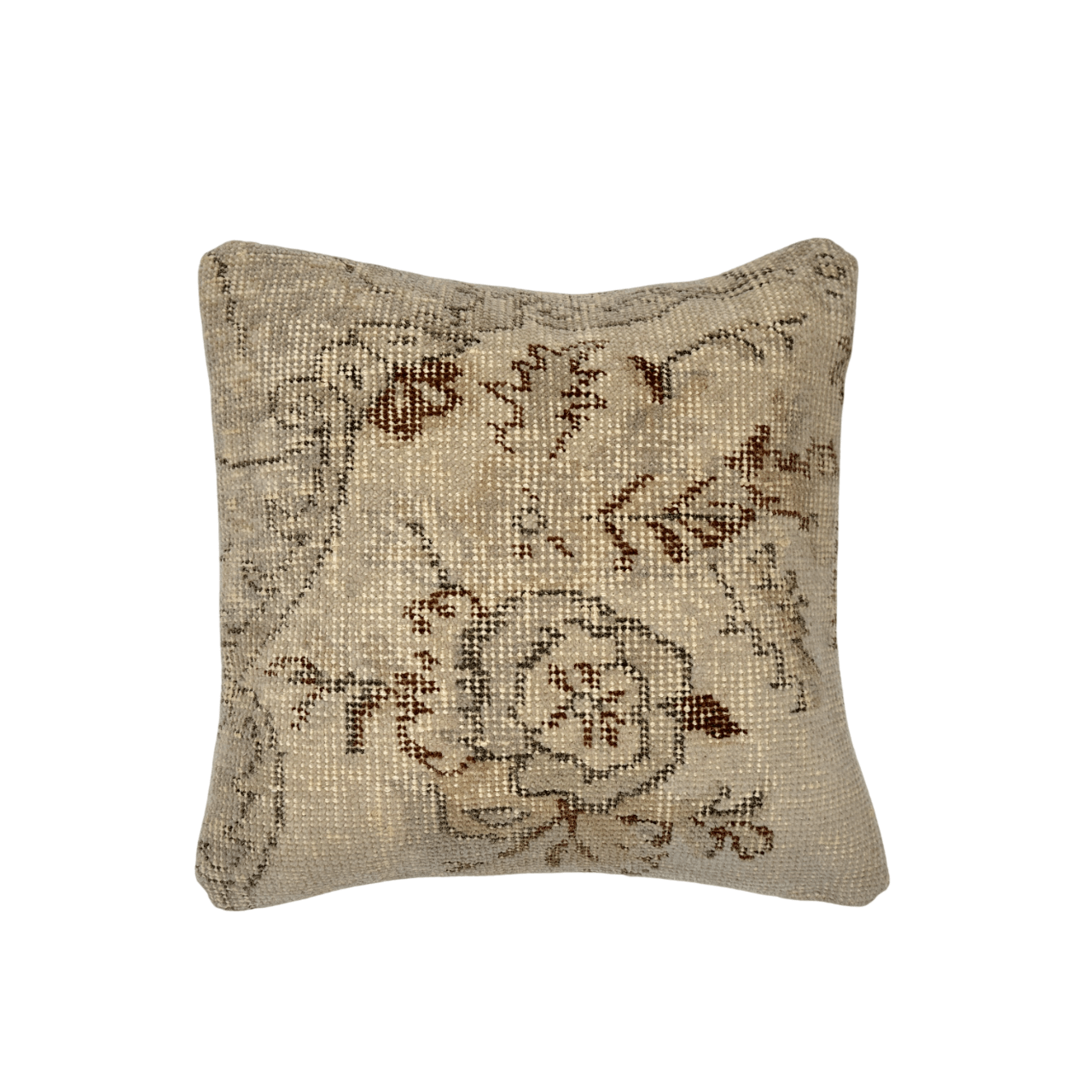 Turkish Antiqued Wool Rug Pillow 15"x15"