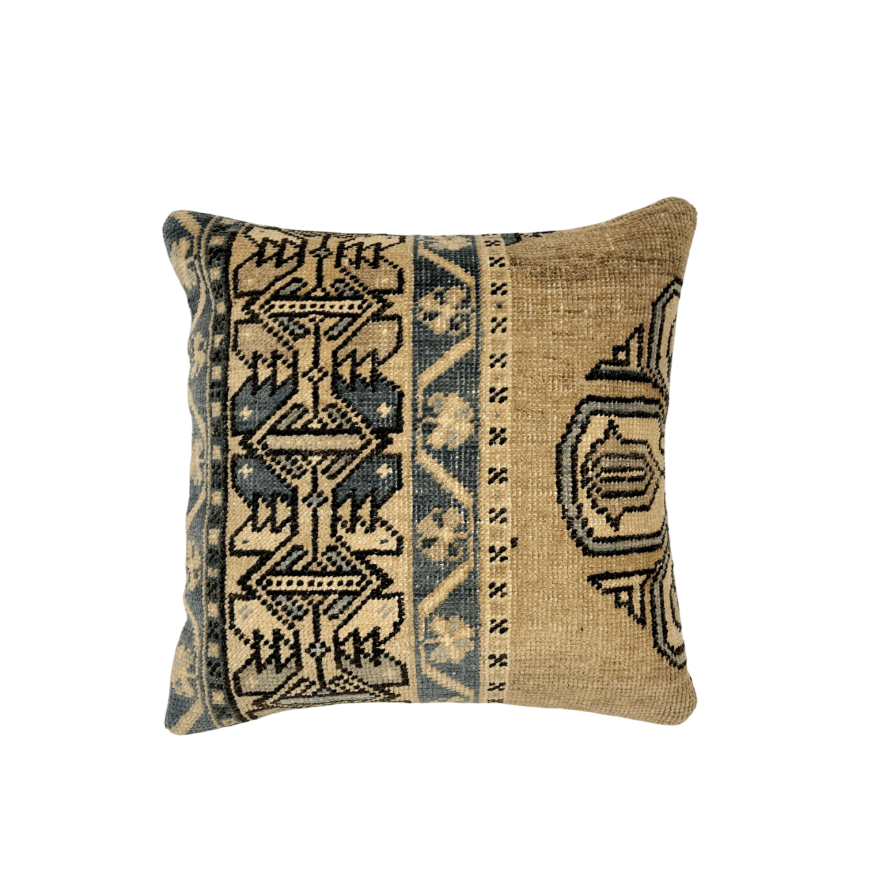 Vintage Turkish Oushak Rug Pillow 17"x17"