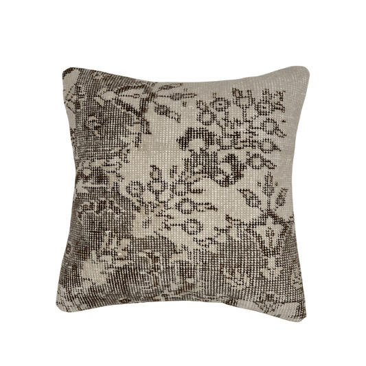 Turkish Antiqued Wool Rug Pillow 16"x16"