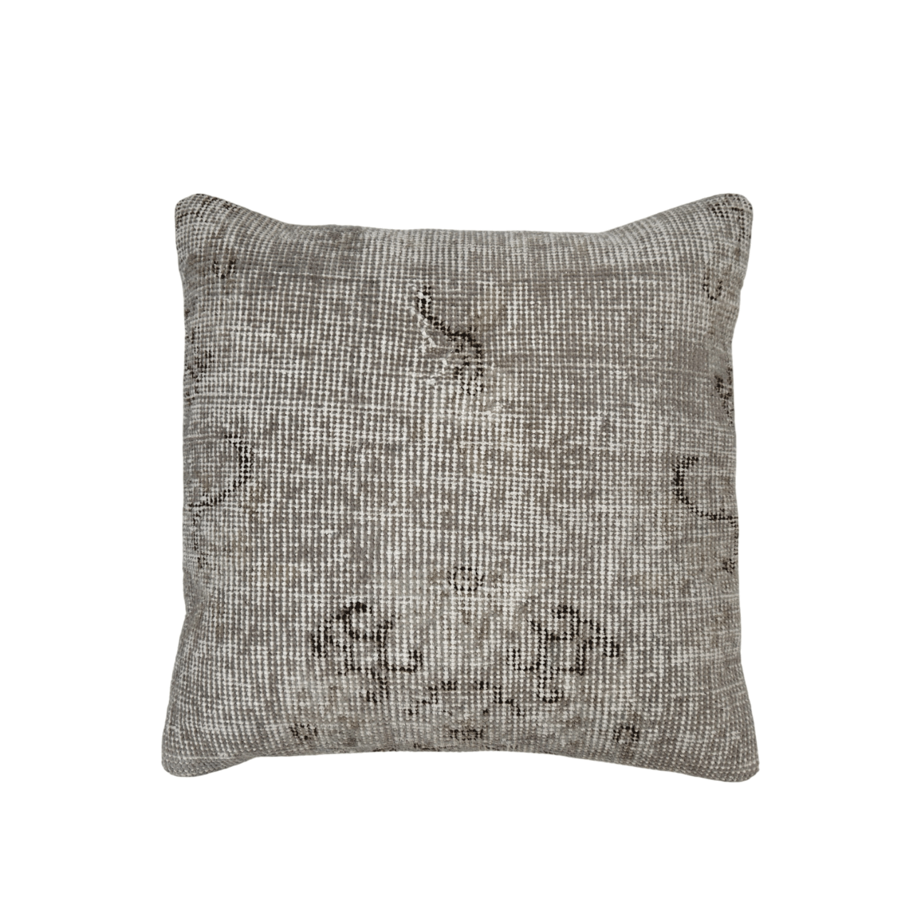 Vintage Turkish Overdye Rug Pillow 17"x17" gray