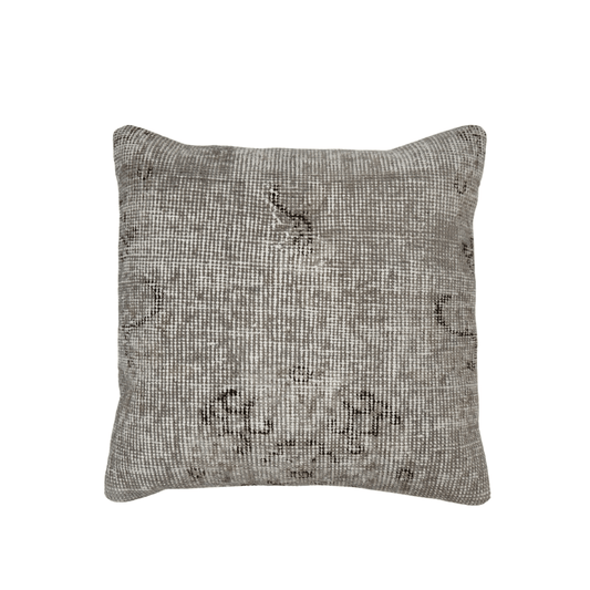 Vintage Turkish Overdye Rug Pillow 17"x17" gray