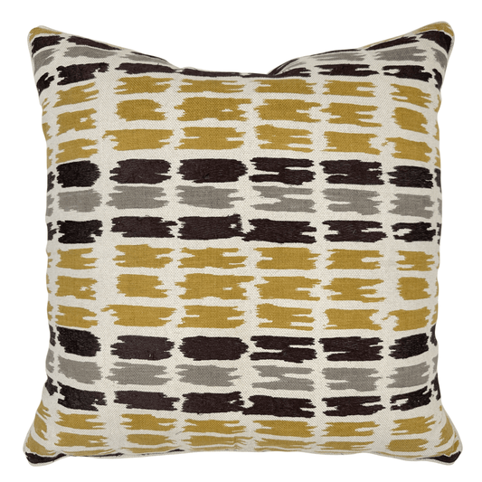 Gold/Multicolor Ikat Pillow 22"x22"