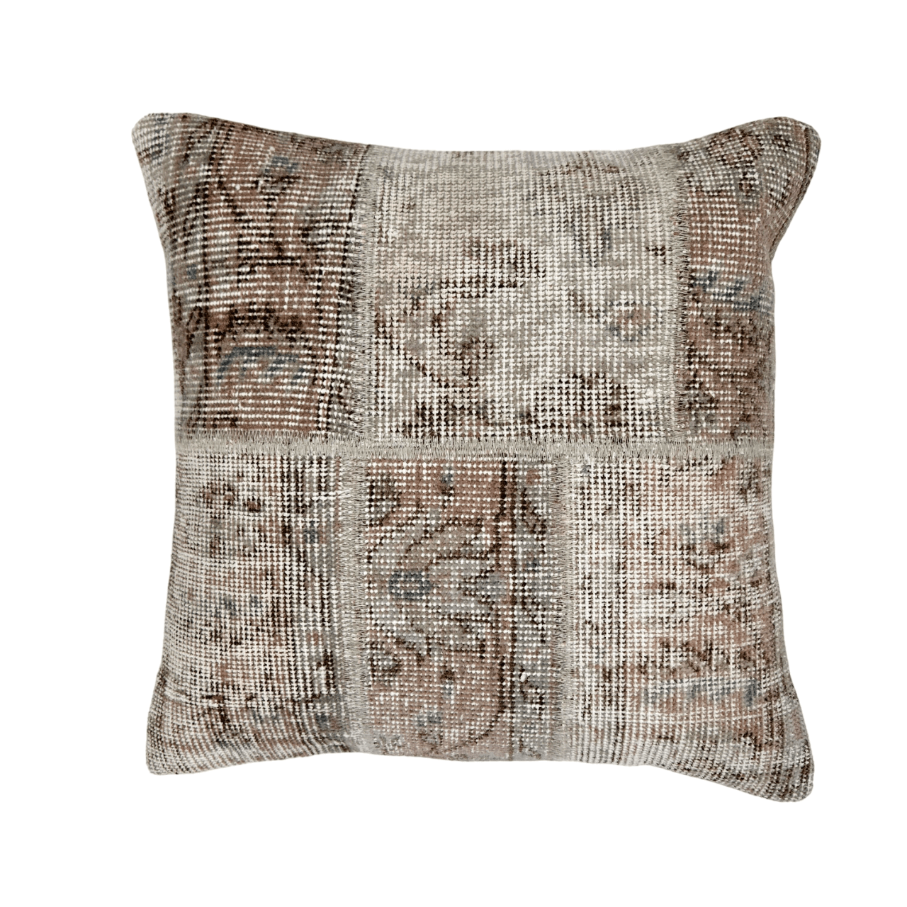 Gray Turkish Overdyed Patchwork Pillow 19"x19"
