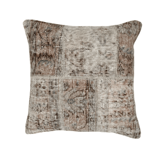 Gray Turkish Overdyed Patchwork Pillow 19"x19"