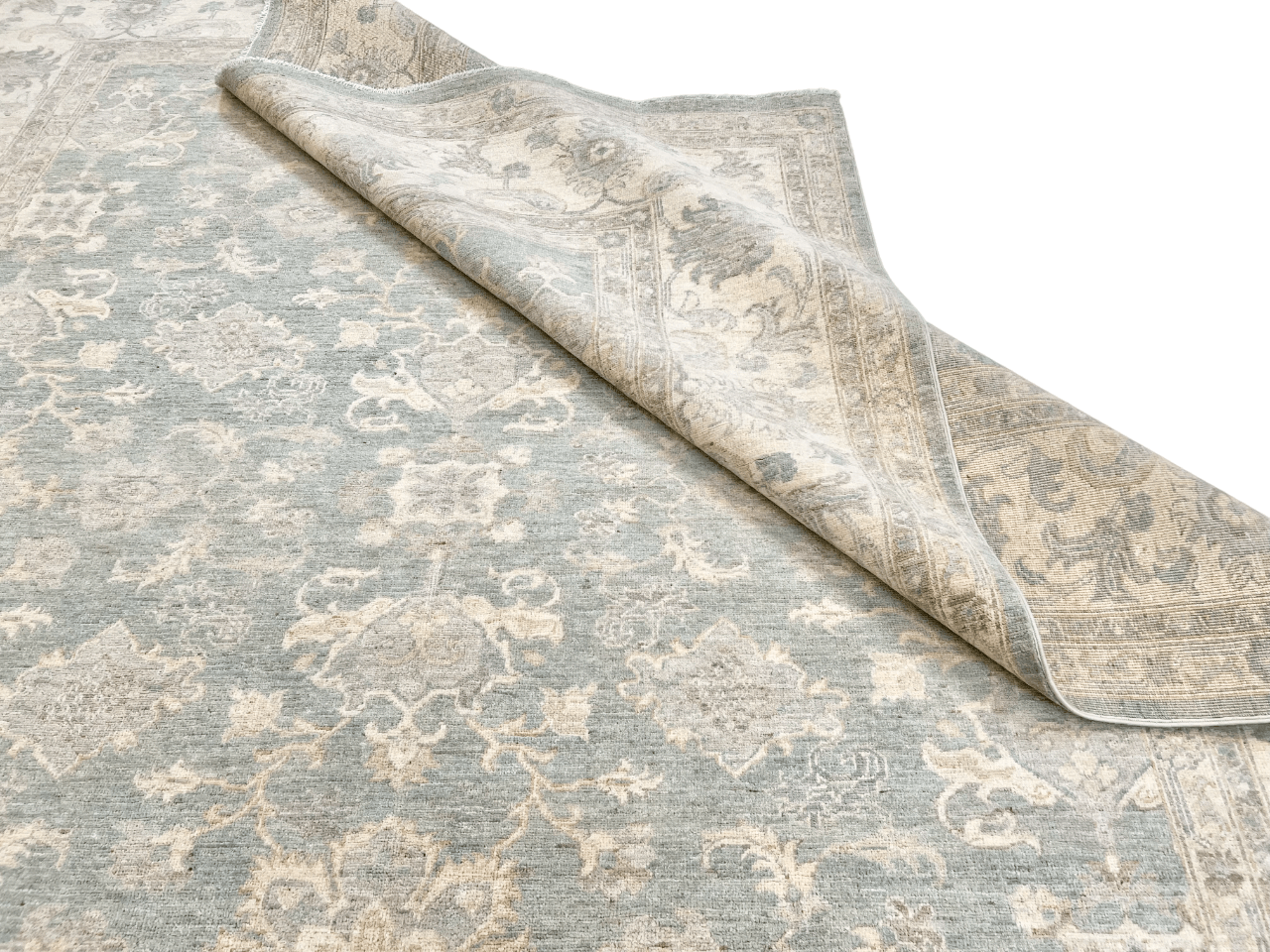 AntiqueWashed Chobi 8'03"x9'10" aqua/ivory