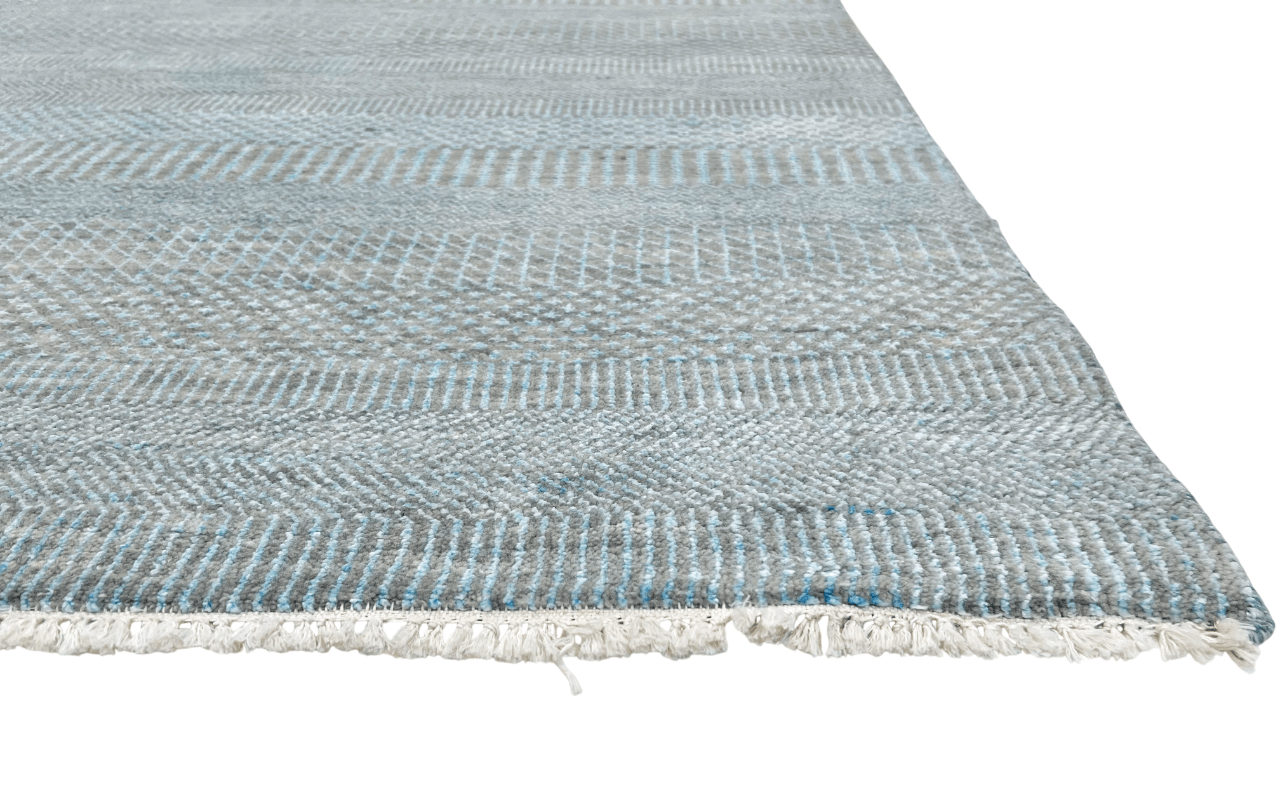 Grass design 9'01"x12'02" light blue/gray