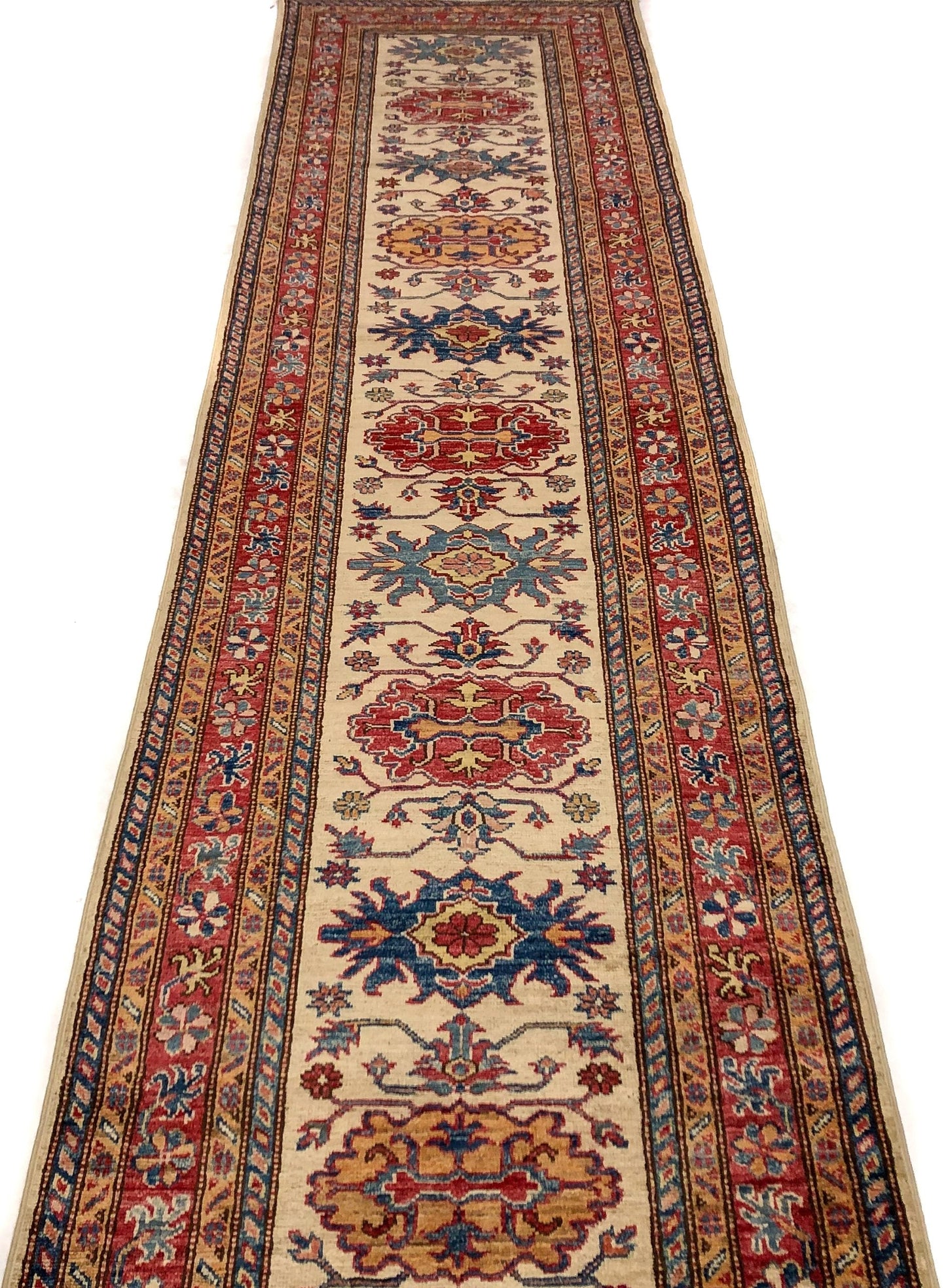 Super Kazak ltgry/red 13' Runner