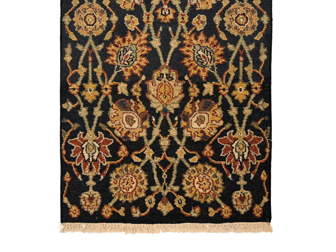 Reversible/2-Sided Flat Weave Floral Design (8' Runner) black