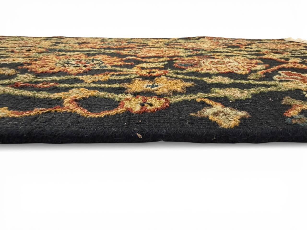 Reversible/2-Sided Flat Weave Floral Design (8' Runner) black