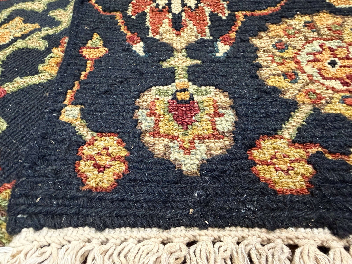 Reversible/2-Sided Flat Weave Floral Design (8' Runner) black